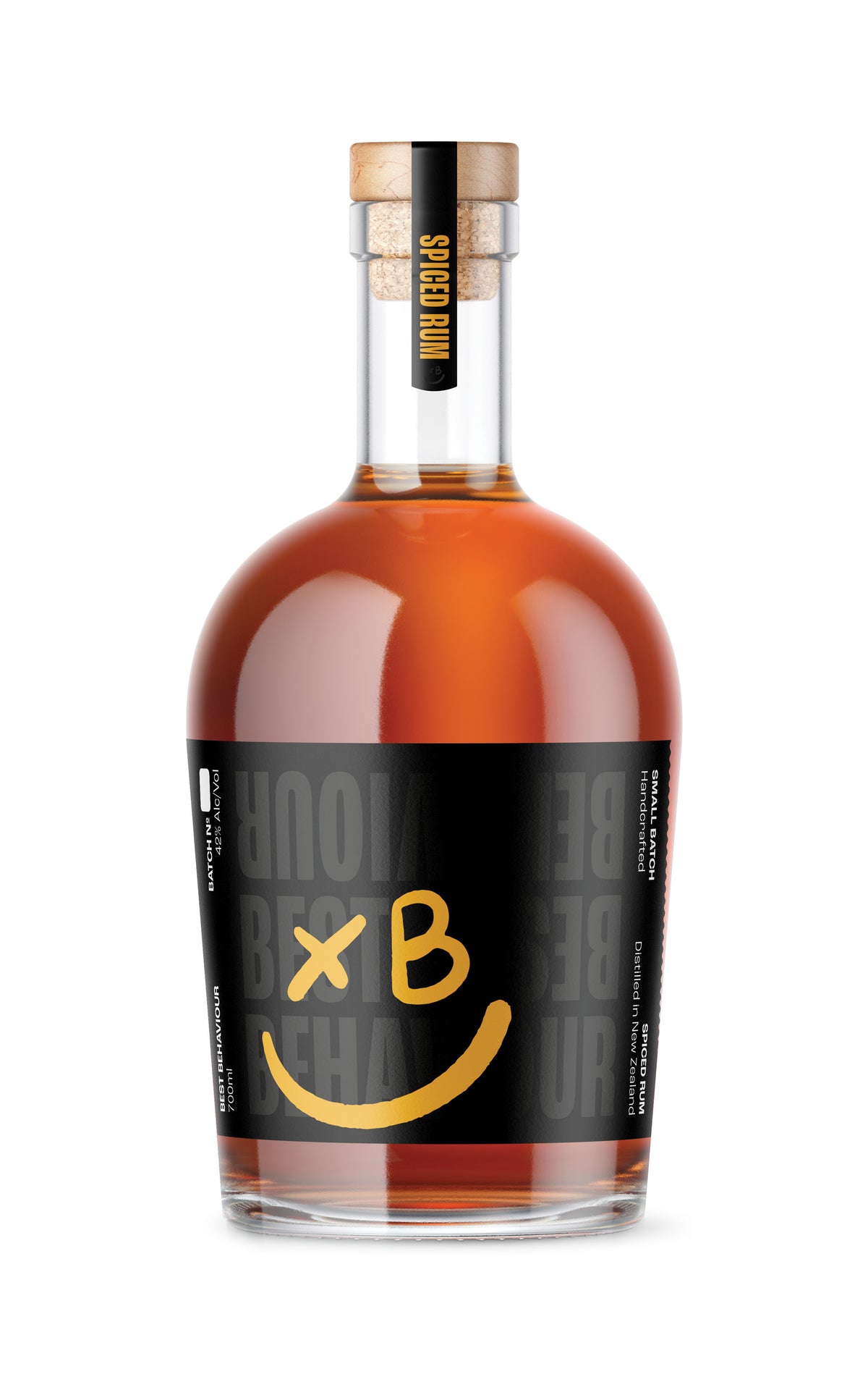 Best Behaviour Spiced Rum 700ml bottle — vanilla, cinnamon & toffee spiced rum, Gold NZ Spirit Awards 2026

